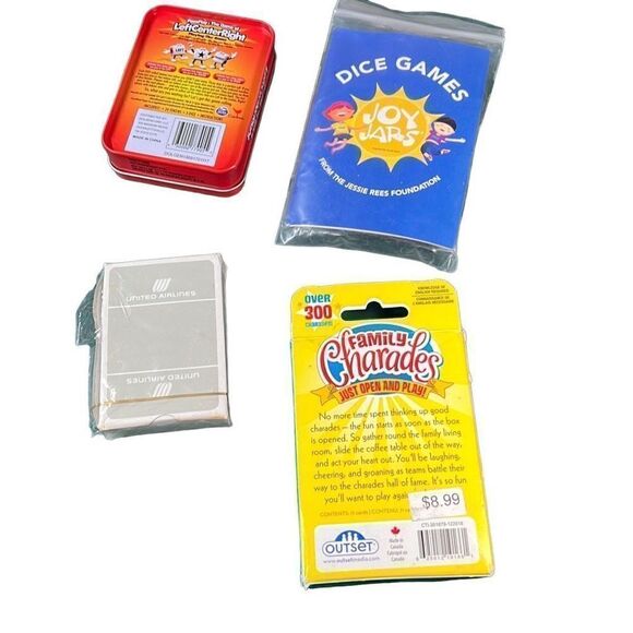 4 Games Bundle: United Airline Cards, Dice, Family Charades, Left Center Right - Picture 2 of 10